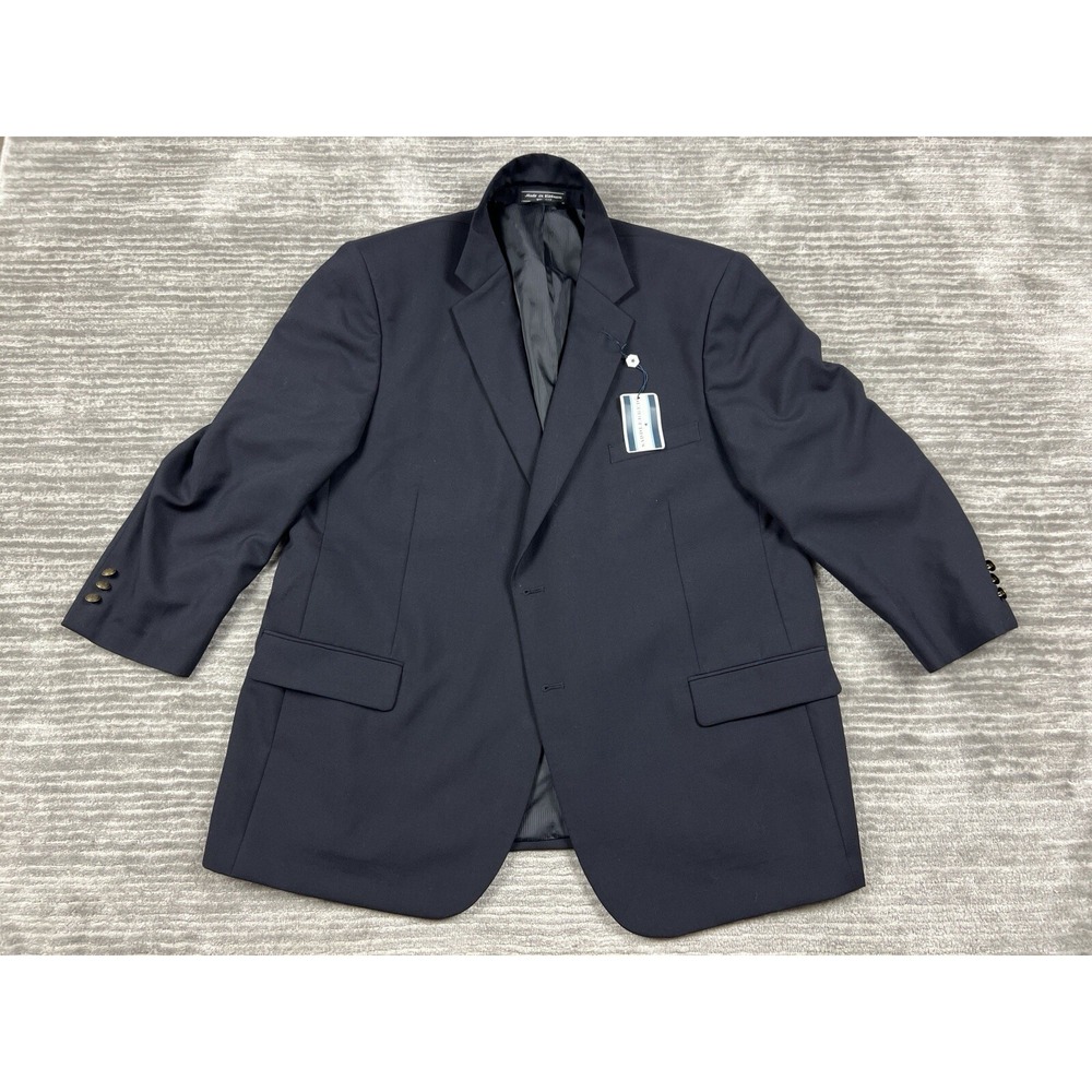 Saddlebred Blazer Mens 50R Navy Blue Performance Wool Blend Sport Coat 1500166